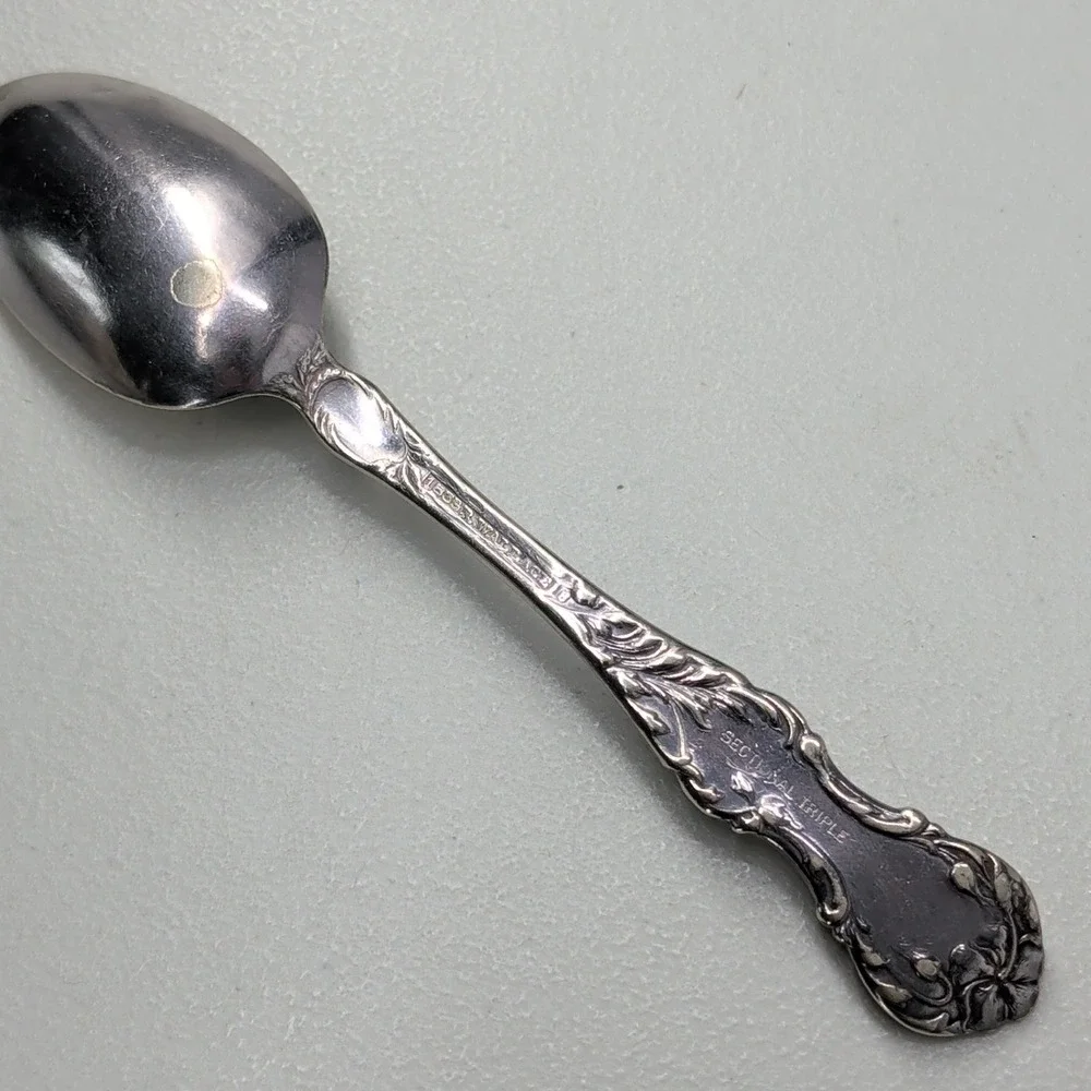 1835 R Wallace Floral Pattern Silver Plate Teaspoon Sectional Triple Monogram